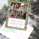 Cartes Pour Fêtes Annuelles Chic Preppy Plaid Christmas Custom 4 Photo Collage<br><div class="desc">Carte parfaite pour un accueil de vacances amusant! L'aquarelle faite à la main pour vous! ENTIÈREMENT PERSONNALISABLE ! Cliquez sur "Personnaliser" ci-dessus pour modifier le texte sur le devant et ajouter vos propres photos à l'avant et à l'arrière. Cliquez sur "modifier à l'aide de l'outil de conception" pour ajuster les...</div>