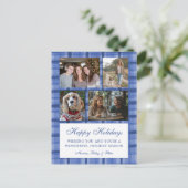 Cartes Pour Fêtes Annuelles Chic Preppy Plaid Hanoukka Custom 4 Photo Collage (Debout devant)