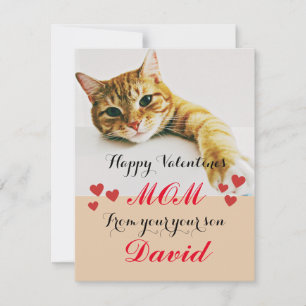 Cartes Pour Fêtes Annuelles Chic Red Heart mignonne maman chat valentines cart