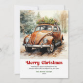 Cartes Pour Fêtes Annuelles Chic rustic Christmas scene red car card style (Devant)