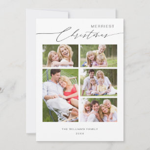 Cartes Pour Fêtes Annuelles Chic script 5 Family Photo Collage Christmas