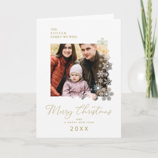 Cartes Pour Fêtes Annuelles Chic Snowflakes Frame Modern Elegant Christmas (Devant)