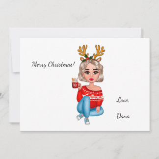 Cartes Pour Fêtes Annuelles Chic Stylish Cozy Woman Christmas