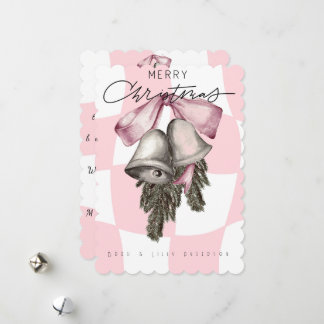 Cartes Pour Fêtes Annuelles Chic Vintage Rétro Noël Plaid Rose