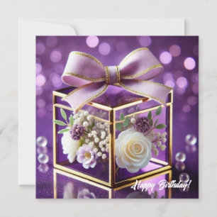Cartes Pour Fêtes Annuelles Chic violet verre floral cadeau or chiffon arc