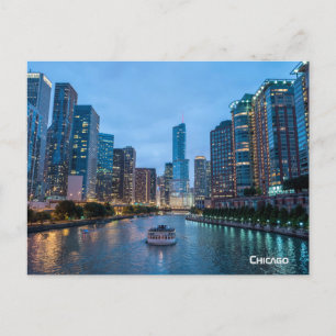 Cartes Pour Fêtes Annuelles Chicago Skyline Sunset River