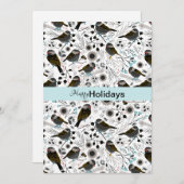 Cartes Pour Fêtes Annuelles Chickadees Doux Et Mignonnes Salutations (Devant / Derrière)