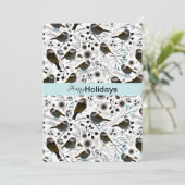 Cartes Pour Fêtes Annuelles Chickadees Doux Et Mignonnes Salutations (Debout devant)