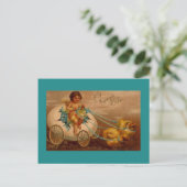 CARTES POUR FÊTES ANNUELLES CHICS PULLING OEUF WAGON IMAGINAIRE EASTER POSTCAR (Debout devant)