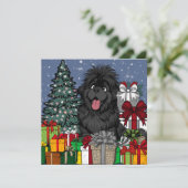 Cartes Pour Fêtes Annuelles Chien à chiot de Terre-Neuve (Debout devant)