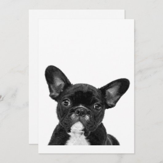 Cartes Pour Fêtes Annuelles Chien adorable | Black French Bulldog Face (Devant / Derrière)
