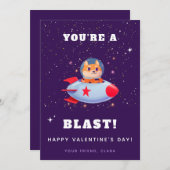 Cartes Pour Fêtes Annuelles Chien amusant dans un vaisseau spatial Rocket Enfa (Devant / Derrière)