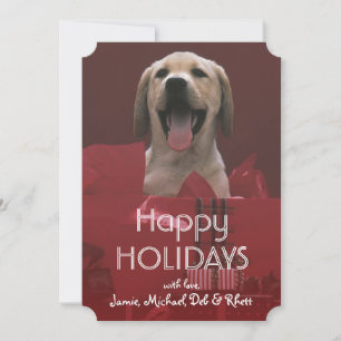 Cartes Pour Fêtes Annuelles Chien avec cadeaux de vacances