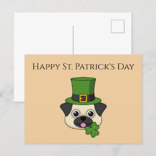 Cartes Pour Fêtes Annuelles Chien avec Casquette et Shamrock St Patrick's Pe