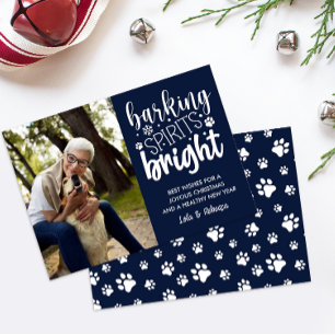 CARTES POUR FÊTES ANNUELLES CHIEN BARRE ESPRIT BRIGHT PAWS MARINE NOËL