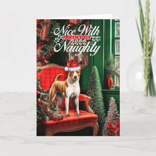 Cartes Pour Fêtes Annuelles Chien Basenji de Noël coquin ou gentil