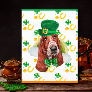 Cartes Pour Fêtes Annuelles Chien Basset Hound Trèfle Jour de la Saint-Patrick