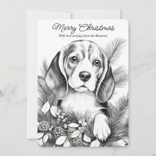 Cartes Pour Fêtes Annuelles Chien Beagle Mignon Profitant de Noël Coloriage