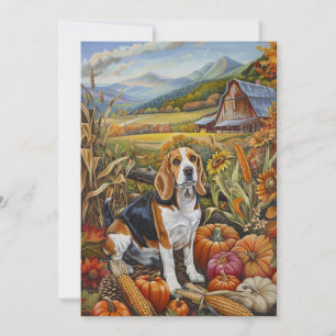 Cartes Pour Fêtes Annuelles Chien beagle Moisson d'automne Thanksgiving