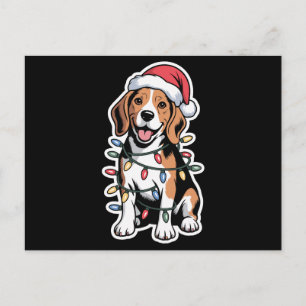 Cartes Pour Fêtes Annuelles Chien Beagle Noël Chapeau de Père Noël Lumières Fê