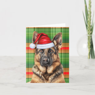 Cartes Pour Fêtes Annuelles Chien berger allemand Chien rouge vert plaid Noël