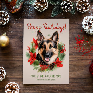 Cartes Pour Fêtes Annuelles Chien berger allemand Noël Joyeux Pawlidays