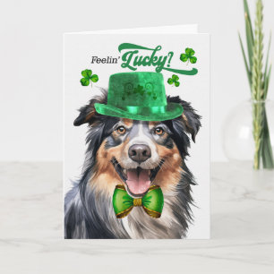 Cartes Pour Fêtes Annuelles Chien berger anglais se sentant chanceux à la Sain