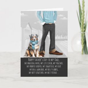 Cartes Pour Fêtes Annuelles Chien Berger Australien et Papa Drôle Fête des Pèr
