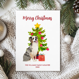 Cartes Pour Fêtes Annuelles Chien berger australien Famille Noël