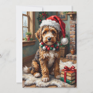 Cartes Pour Fêtes Annuelles Chien Bernedoodle adorable avec un chapeau de Père