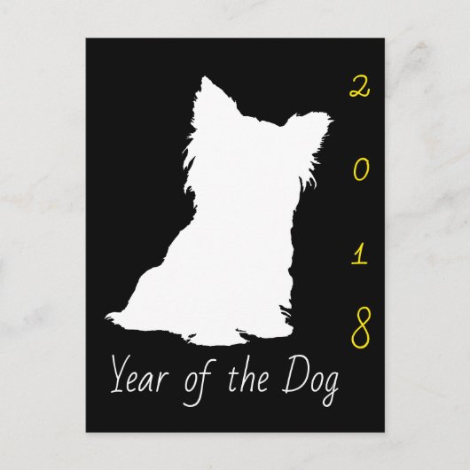 Cartes Pour Fêtes Annuelles Chien blanc mignon chinois année anniversaire Blac (Devant)