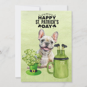 Cartes Pour Fêtes Annuelles Chien Bouledogue Français Saint-Patrick Chapeau et
