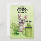 Cartes Pour Fêtes Annuelles Chien Bouledogue Français St. Patrick's Day Chapea (Devant)