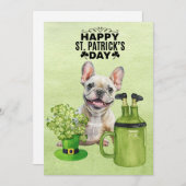 Cartes Pour Fêtes Annuelles Chien Bouledogue Français St. Patrick's Day Chapea (Devant / Derrière)