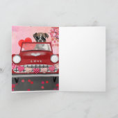 Cartes Pour Fêtes Annuelles Chien Boxer Conduisant une Voiture avec des Cœurs (Intérieur)