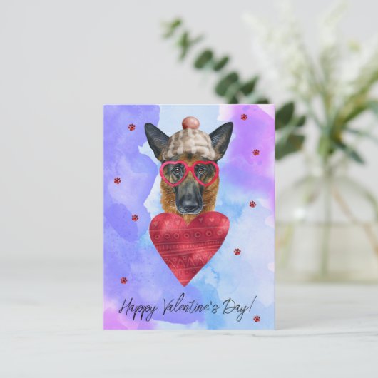 Cartes Pour Fêtes Annuelles Chien-cadeau de Saint Valentin, berger allemand vi (Debout devant)