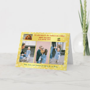 Cartes Pour Fêtes Annuelles Chien Chat Drôle 4 Photos Minimaliste Élégant Doré