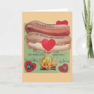 Cartes Pour Fêtes Annuelles Chien chaud vintage et Saint-Valentin de moutarde