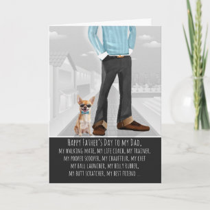 Cartes Pour Fêtes Annuelles Chien Chihuahua à poils courts et papa pour la fêt