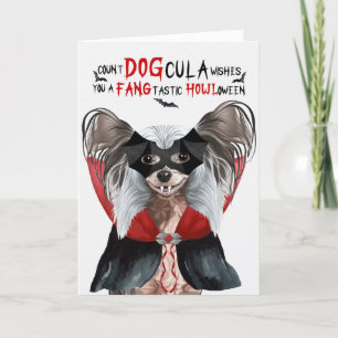 Cartes Pour Fêtes Annuelles Chien chinois arrêté drôle nombre DOGcula Hallowee