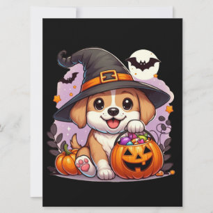Cartes Pour Fêtes Annuelles Chien/chiot mignon d'Halloween