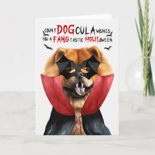 Cartes Pour Fêtes Annuelles Chien Chow Drôle Nombre DOGcula Halloween