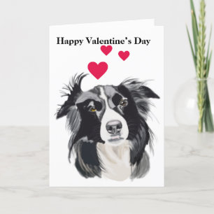 Cartes Pour Fêtes Annuelles Chien Colley noir et blanc