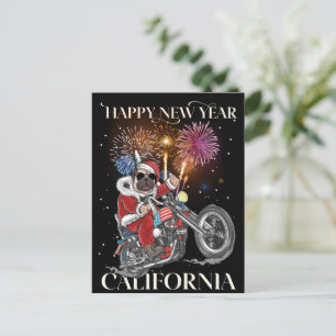 Cartes Pour Fêtes Annuelles Chien conduit une moto jusqu'en Californie