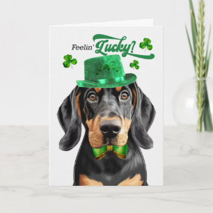 Cartes Pour Fêtes Annuelles Chien Coonhound noir et feu Jour de la Saint-Patri
