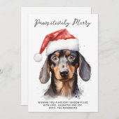 Cartes Pour Fêtes Annuelles Chien Dachshund Personnalisé Père Noël Joyeux Noël (Devant / Derrière)