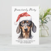 Cartes Pour Fêtes Annuelles Chien Dachshund Personnalisé Père Noël Joyeux Noël (Debout devant)