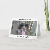 CARTES POUR FÊTES ANNUELLES CHIEN DANS LES OMBRES SOUHAITE "COOL" YULE (Devant)