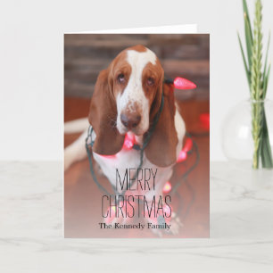 Cartes Pour Fêtes Annuelles chien de basset, Noël, lumières de Noël