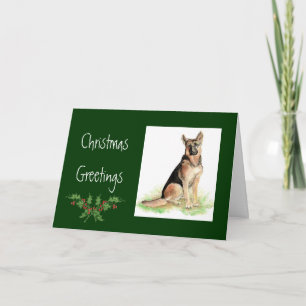 Cartes Pour Fêtes Annuelles Chien de berger allemand de Noël personnalisé, Chi